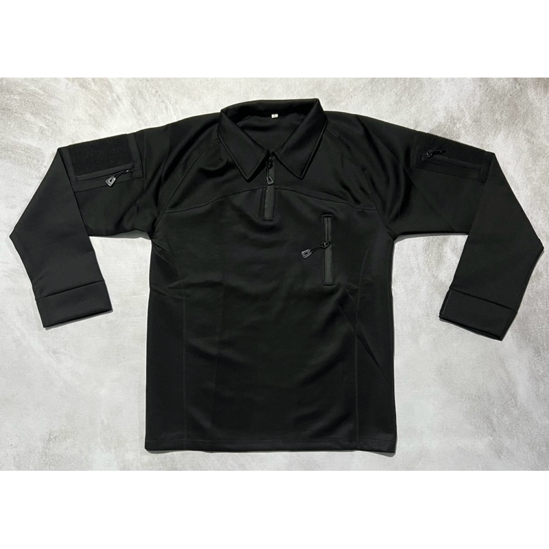 Kaos BDU Tactical Scuba Panjang Hitam Resleting Hitam/Baju Scuba panjang Hitam