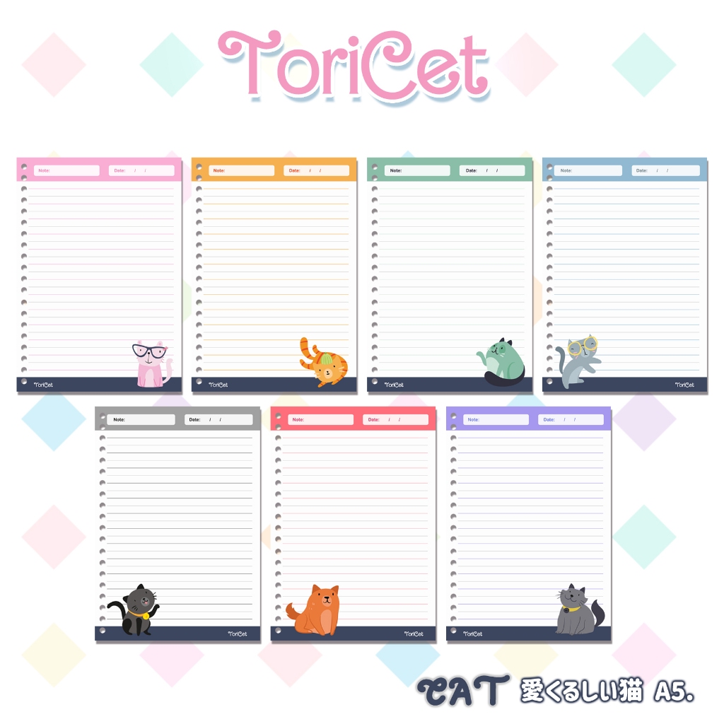 

Loose Leaf / Kertas Binder A5 Toricet - Kucing Lucu (Cat 愛くるしい猫)
