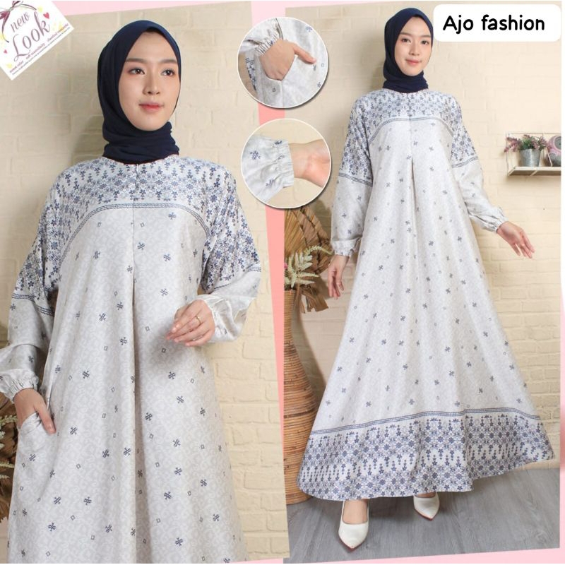 FREE HIJAB GAMIS MAXMARA SILK PREMIUM MOTIF TERBARU GAMIS WANITA MUSLIMAH BUSUI FRIENDLY READY JUMBO
