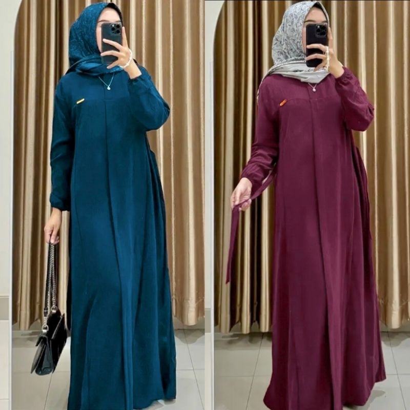[ Gamis Lebaran 2025 ] Abaya Almira Elsira Dress Gamis Maxi Syari Muslim Lebaran Wanita Dewasa Mewah