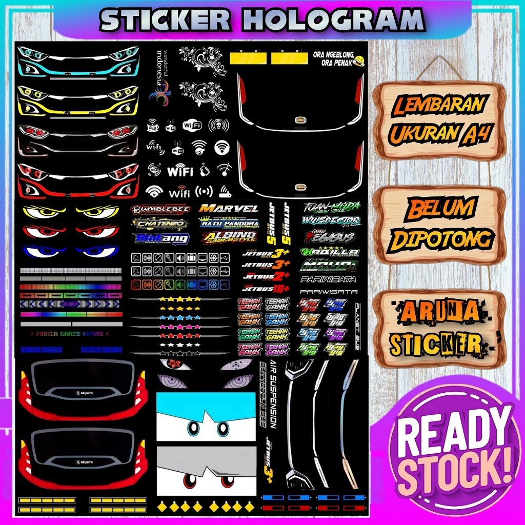

Sticker Miniatur Bus Aksesoris Bahan Hologram Ukuran A4 BELUM DIPOTONG