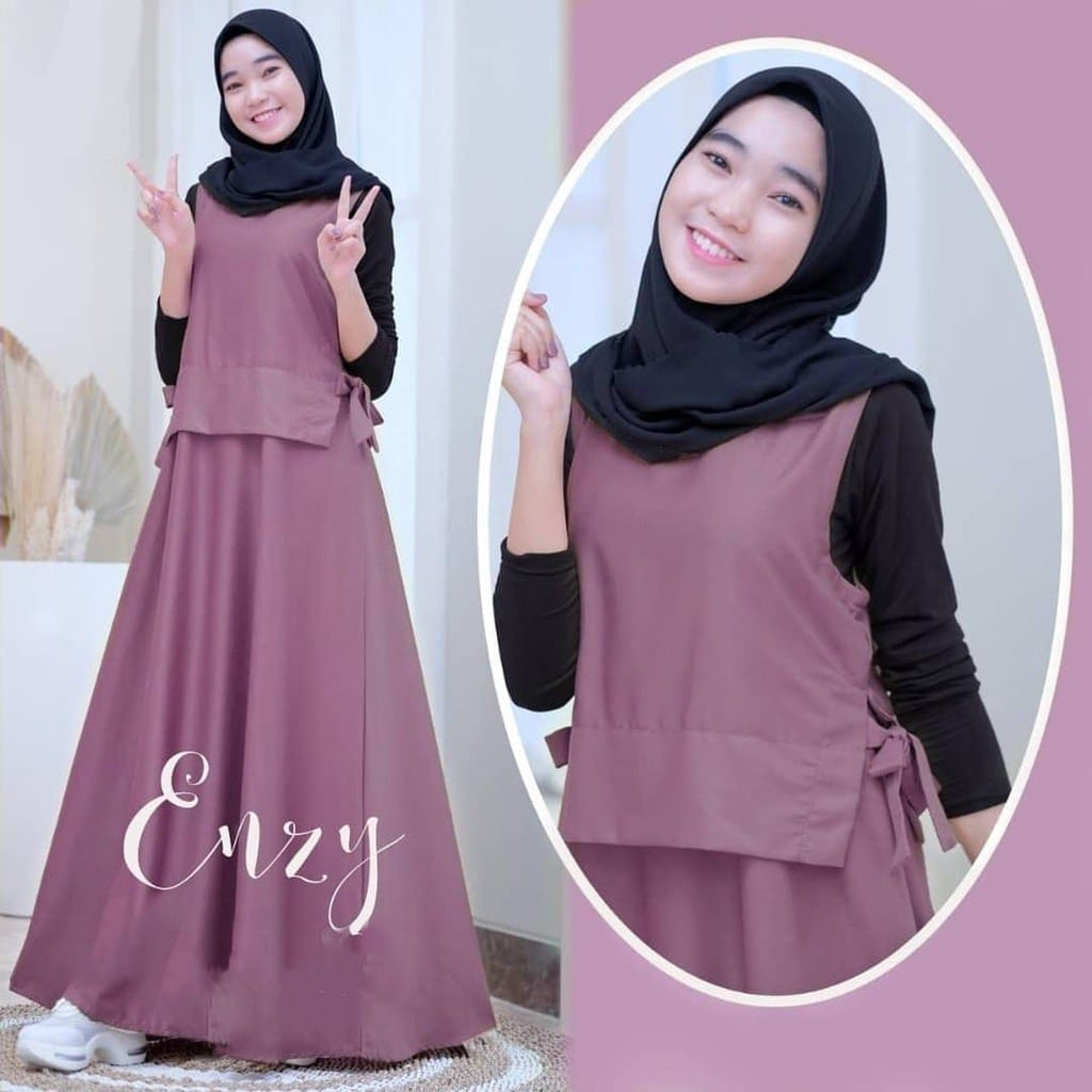 Fashion muslim pakaian muslim anak perempuan set gamis anak perempuan