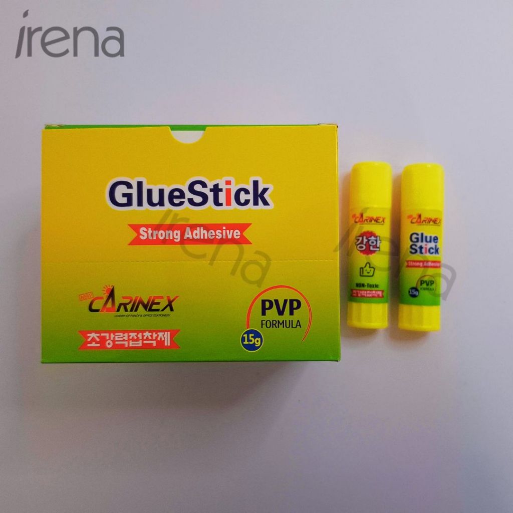 

Carinex Lem Glue Stick 15gr / Lem Stik Batang Kertas 15gr 1 Box isi 20pcs