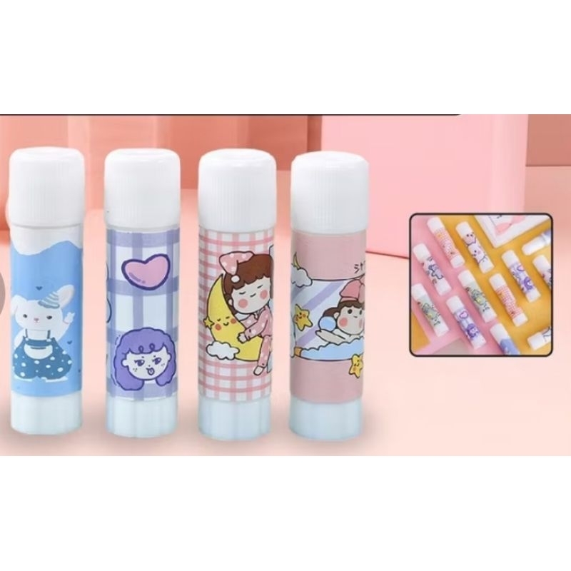 

Pernak Pernik Lem Kertas Padat Stick Karakter Lucu Glue Tempel Kertas Journaling Glue Lem Stik Batang Putar ATK