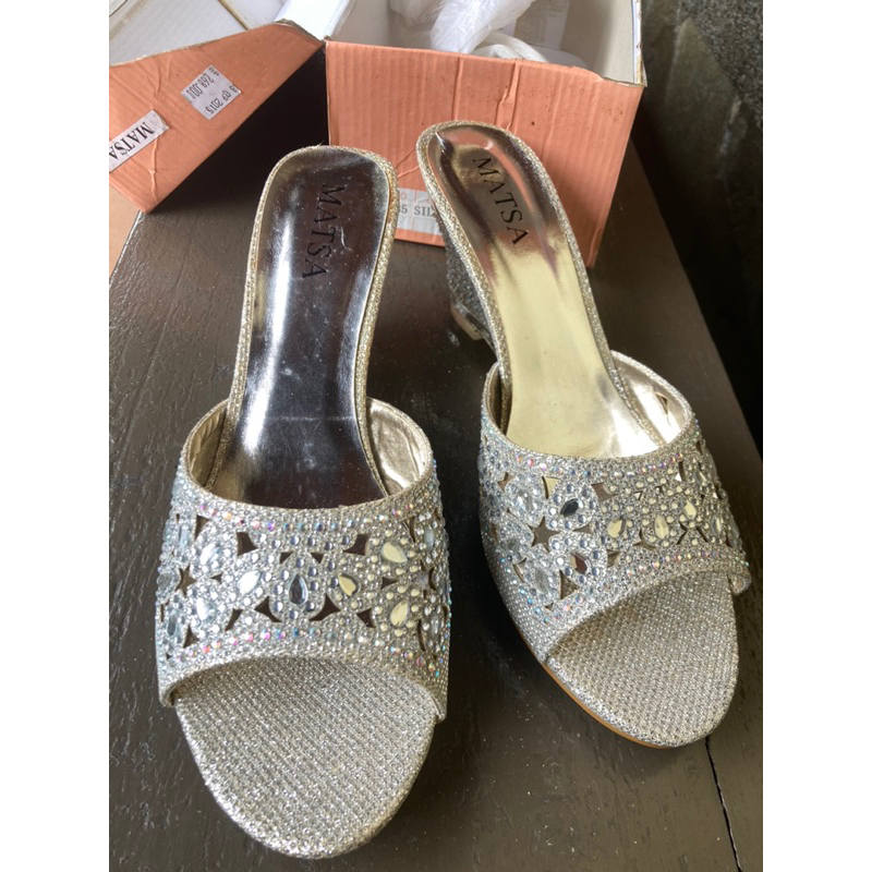 Selop pesta silver size 39 wedges cantik
