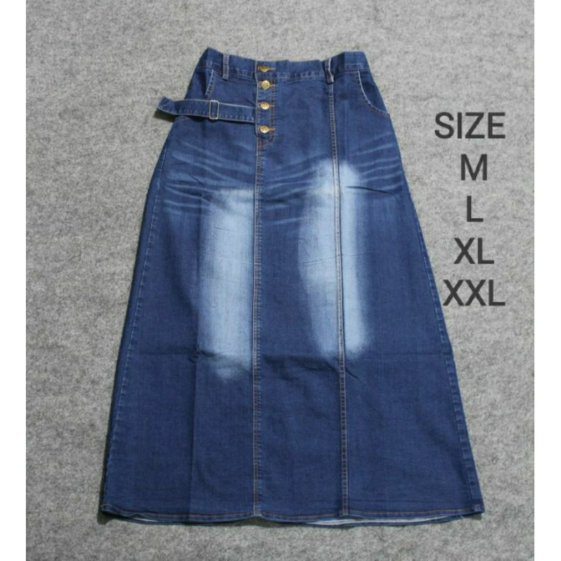 ALL KEY - ROK JEANS GESPER/ROK JEANS PANJANG/ROK JEANS POLOS/ROK JEANS TERKINI/ROK JEANS JUMBO POLOS