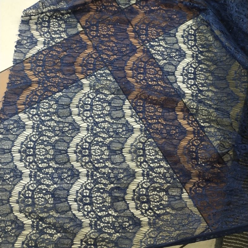 Bahan Kain Brokat Trimming lace Glitter/ kain brokat renda Glitter/Bridesmaids/Harga per satu meter/