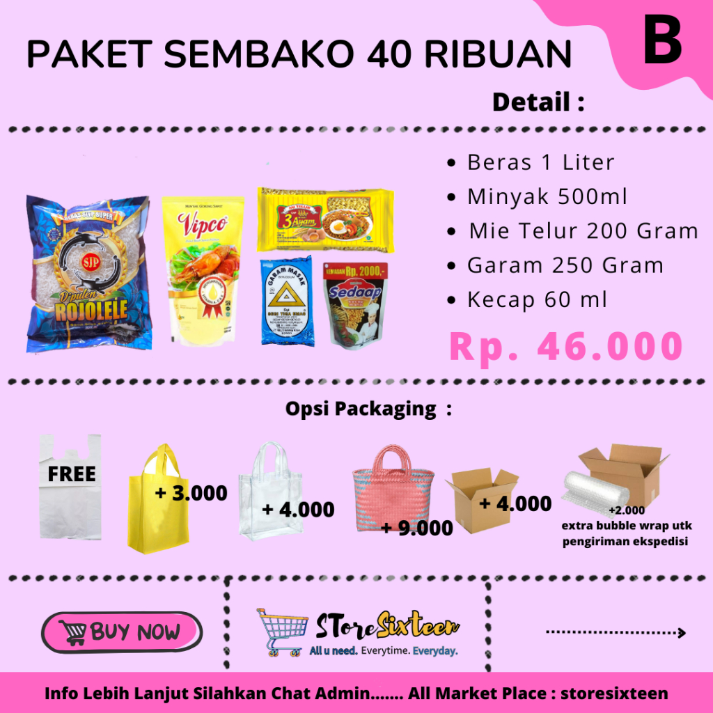 

Paket Sembako Murah 40 Ribuan B / Paket Sembako Murah by storesixteen