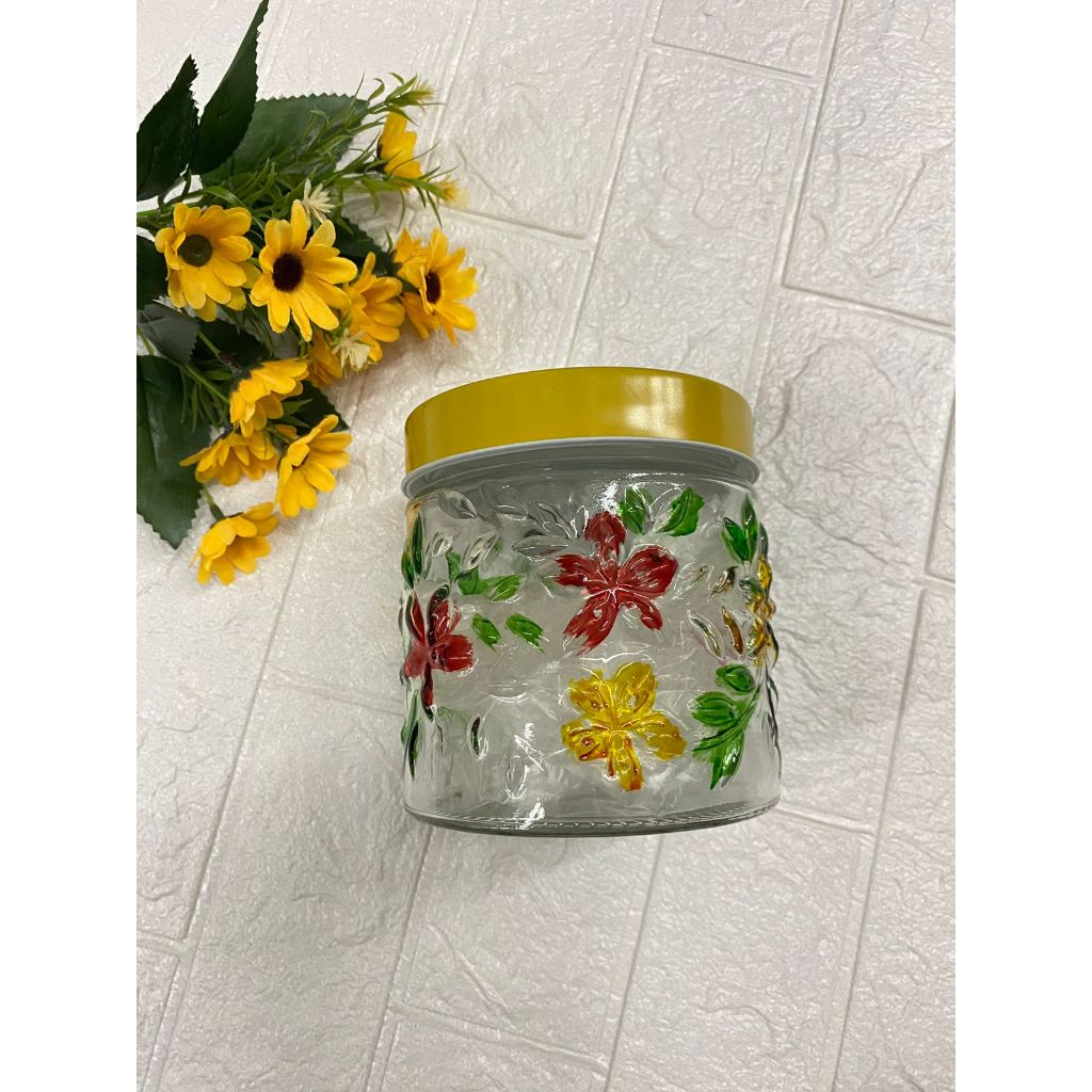 TOPLES KACA MOTIF BUNGA