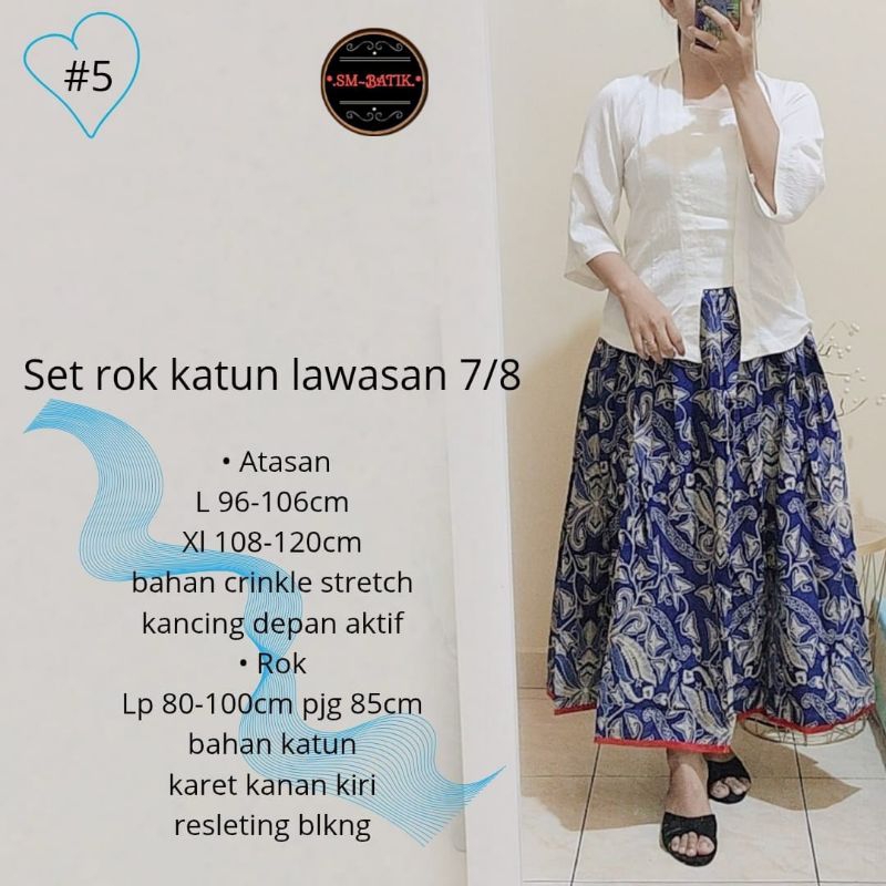 Setelan Rok Batik Lawasan Rok 7/8 Batik