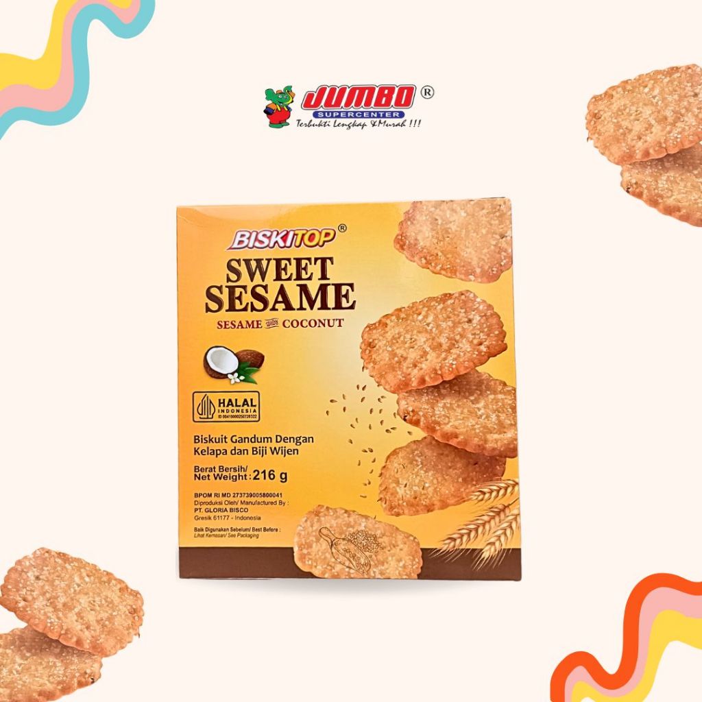 

Biskitop Sweet Sasame with Coconut Box 216g - Snack - Makanan Ringan