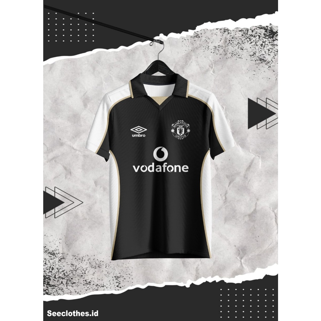 Jersey Vintage Seeclothes.id Manchester United Fantasy Hitam Putih 3rd 2001/2002