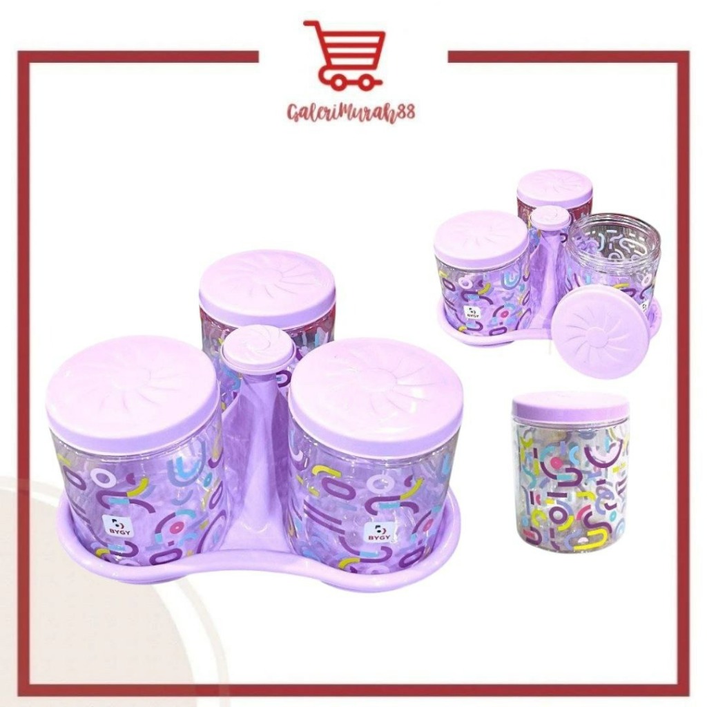 Yuki Toples Set / Toples Kue Kering Lebaran / Toples Set 5 Large / Yuki Set 5 Large 1.100ml / NAMPAN