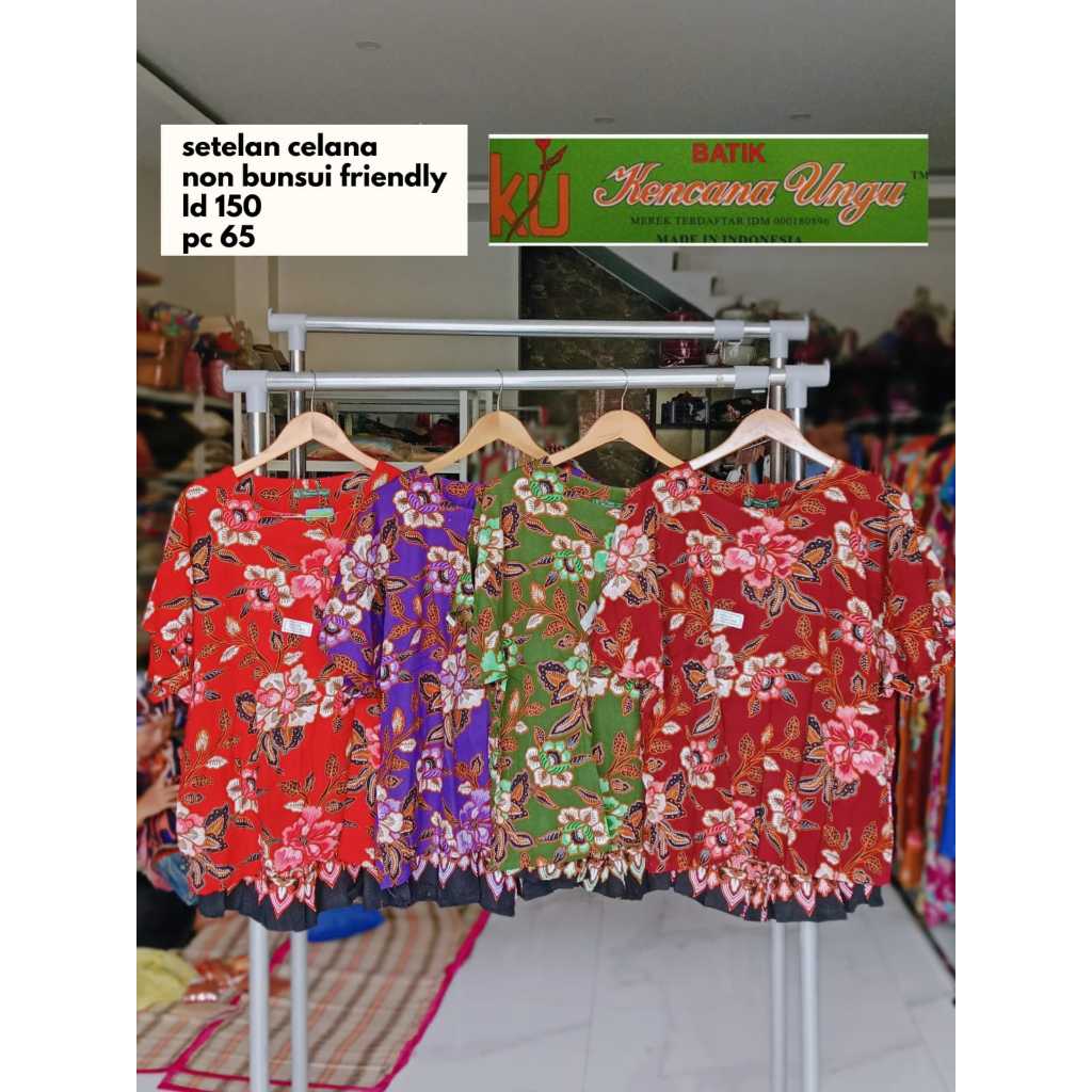 Setelan Kencana Ungu Ori Label Hijau | Setelan Celana Kencana Ungu