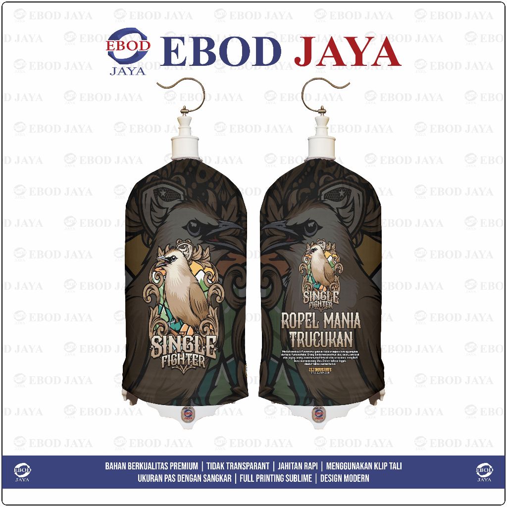 Kerodong Full Printing Sangkar Lovebird Motif Trucukan Bahan PE Double Resleting