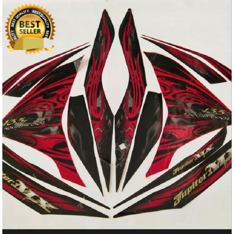 stiker striping lis bodi motor yamaha jupiter mx 135 hitam merah 2011