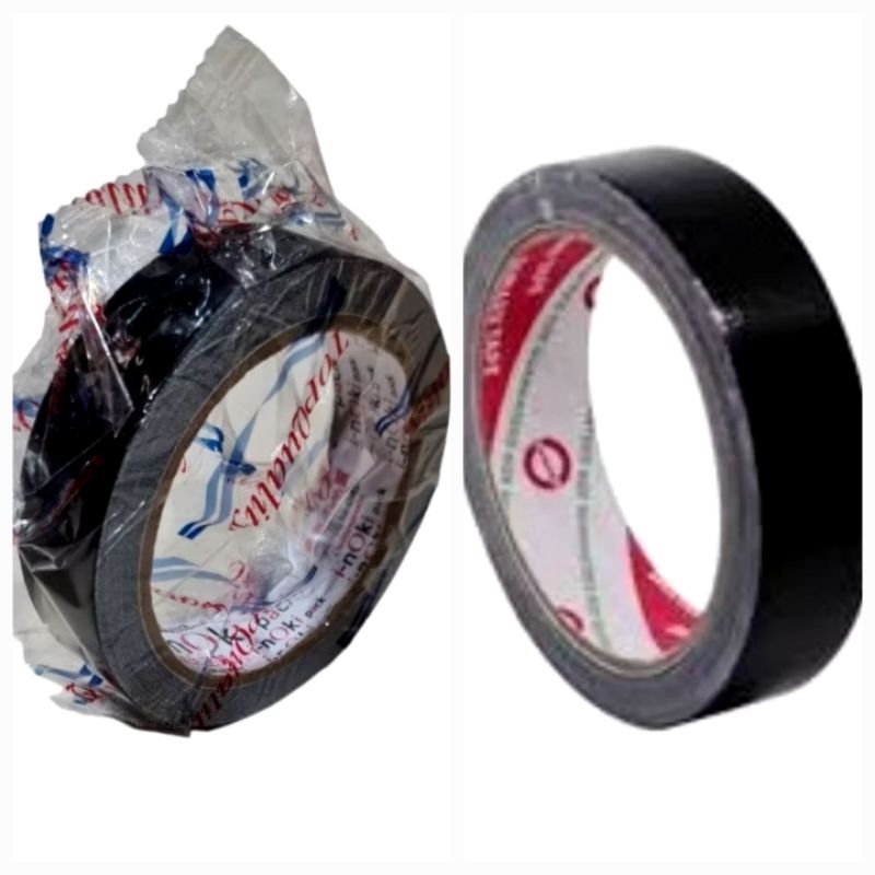 

12 Lakban hitam lakban kain cloth tape 24mm