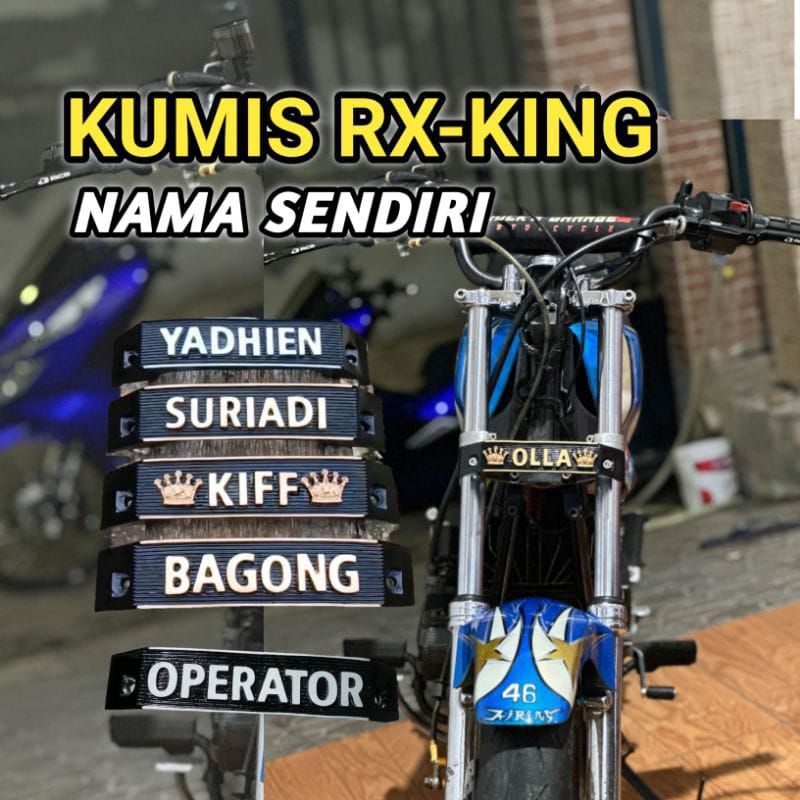 Emblem Kumis Yamaha Rx-ing Custom Nama Sendiri Free Breket Besi