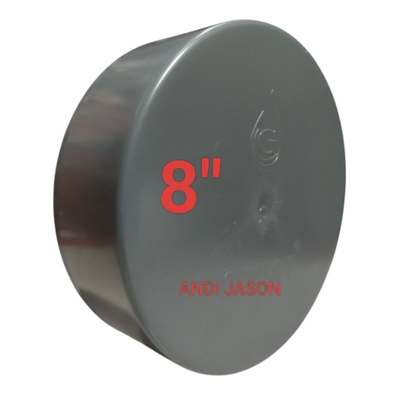 DOP CAP POLOS PIPA PVC 8" GREST TUTUP PLASTIK PIPA 8 INCHI