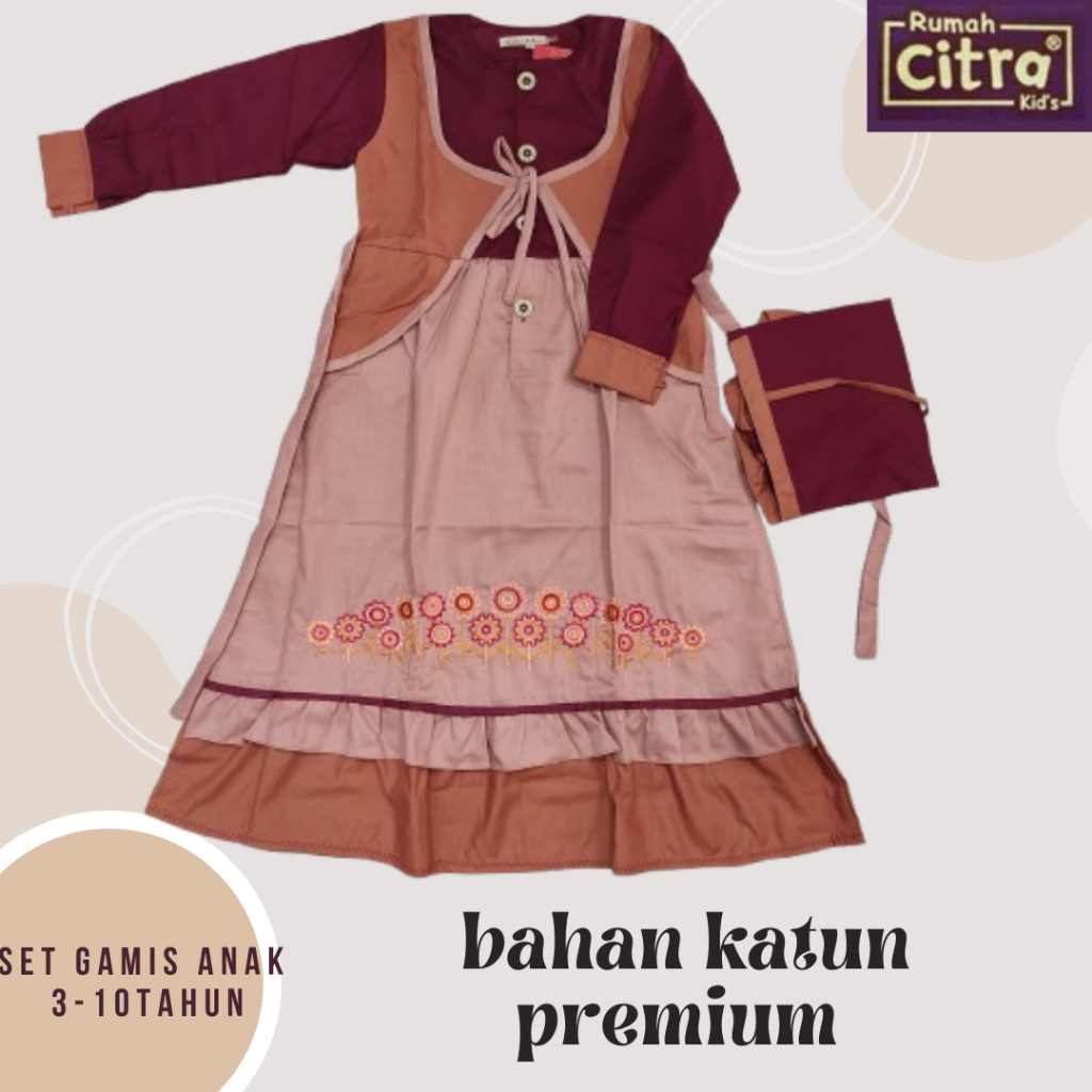 BUSANA MUSLIM FREE HIJAB SYAR'I / GAMIS ANAK POLOS / GAMIS ANAK ORI CITRA KIDS / BUSANA MUSLIM ANAK 