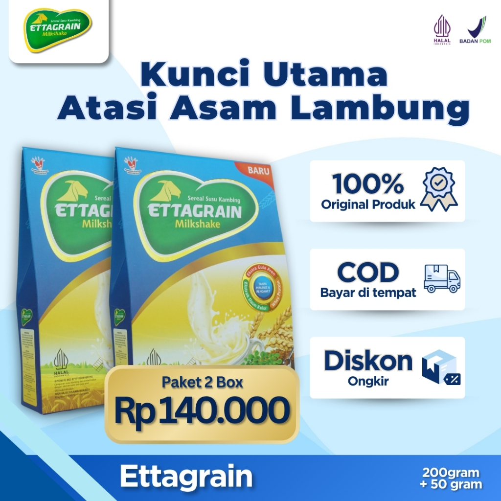 

Atasi Masalah Asam Lambung & GERD Secara Alami dengan Ettawagrain Sereal Susu Kambing Paket 2 Box