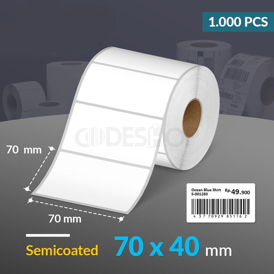 

Label Barcode Stiker Semi coated 70x40 mm 1 baris 1000 pcs