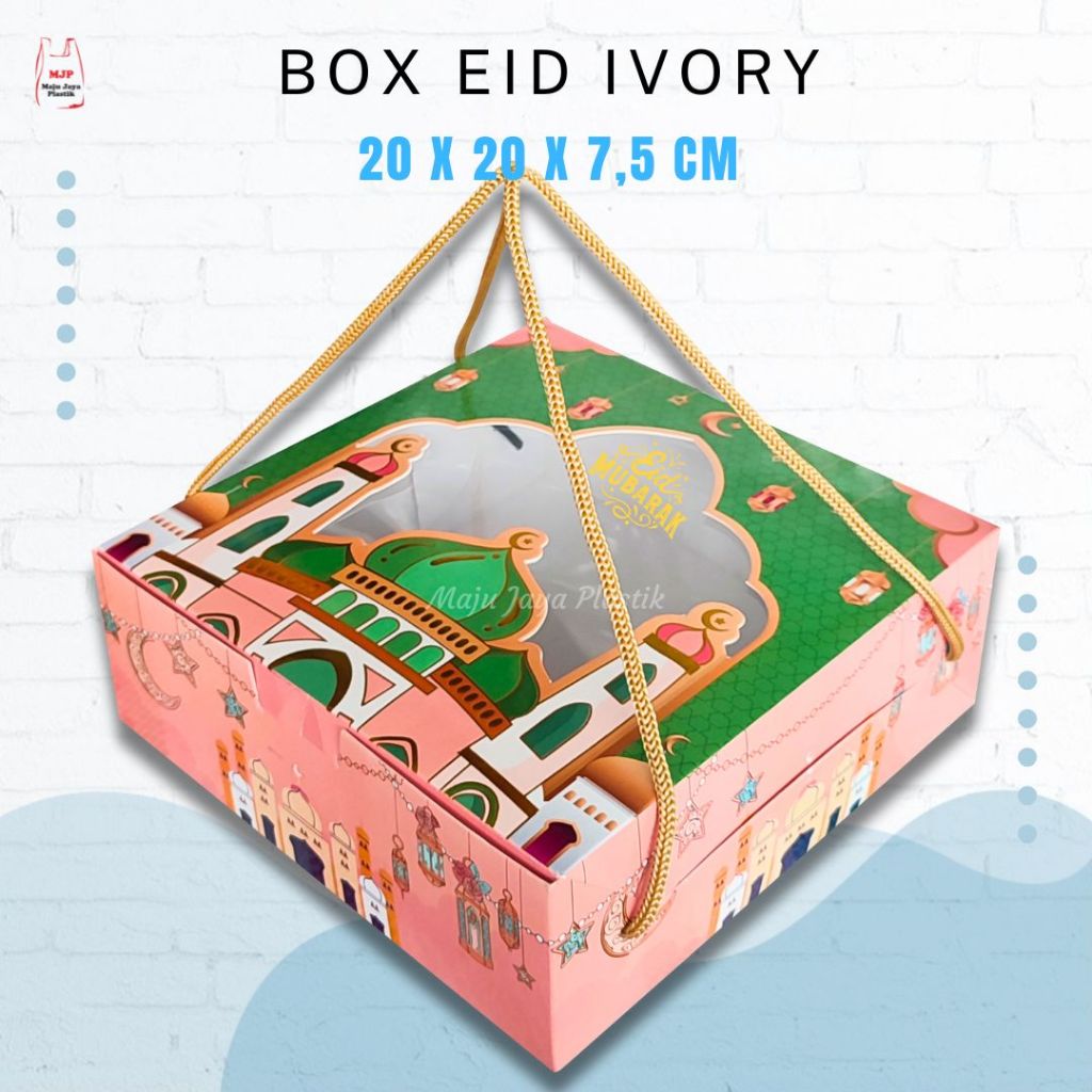 Hampers Lebaran Kue Kering Mika & Tali – Box Gift Idul Fitri Premium 20x20x7 cm / Box Mika + Tali