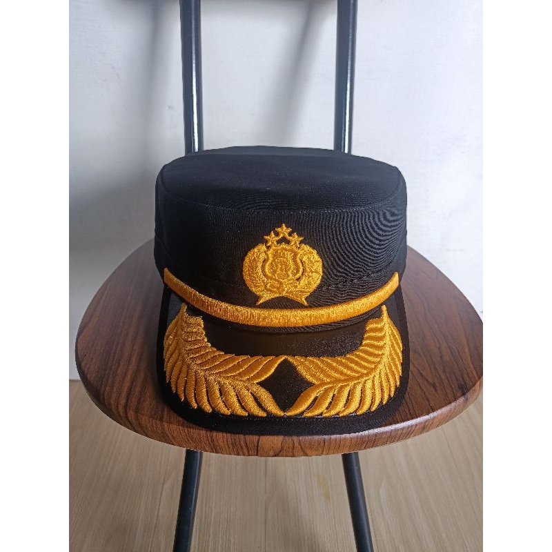 jual TOPI KOMANDO POLRI PAMEN LIDAH KULIT PREMIUM | TERBARU | TOPI KOMANDO POLRI PAMEN | topi polri 