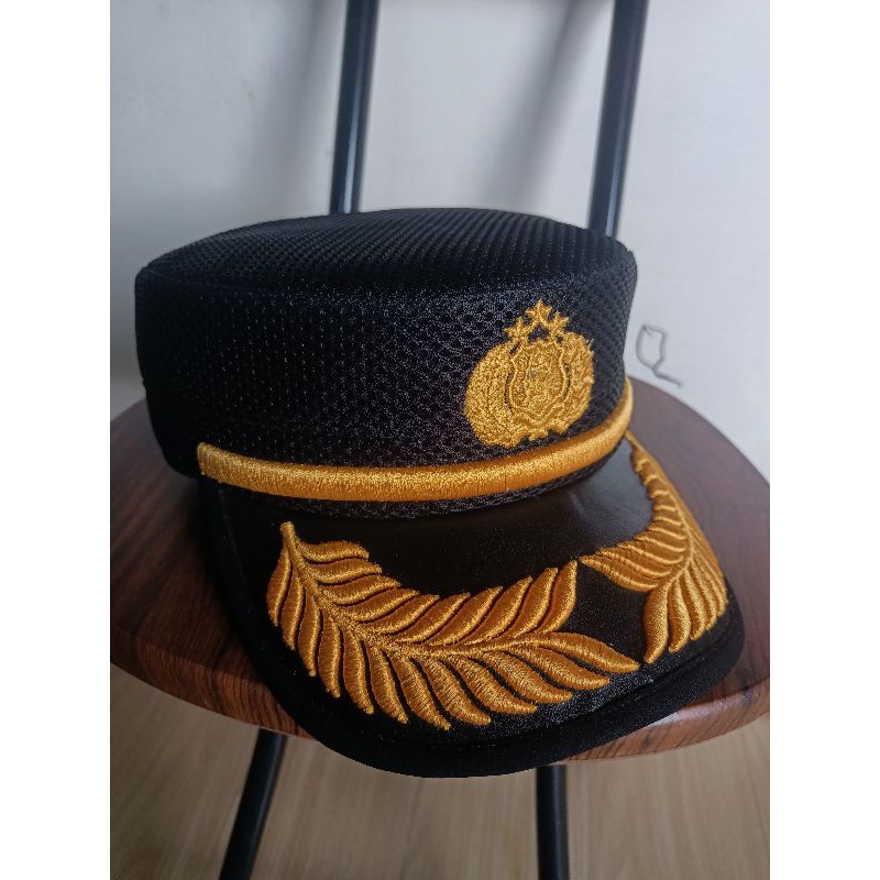 jual TOPI KOMANDO POLRI PAMEN JARING LIDAH KULIT