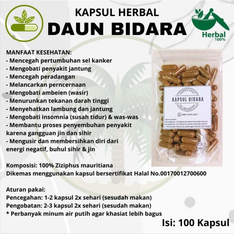 

Kapsul BIDARA/SIDR isi 100 Suplemen Herbal Jamu Asli | Terapi Ruqyah