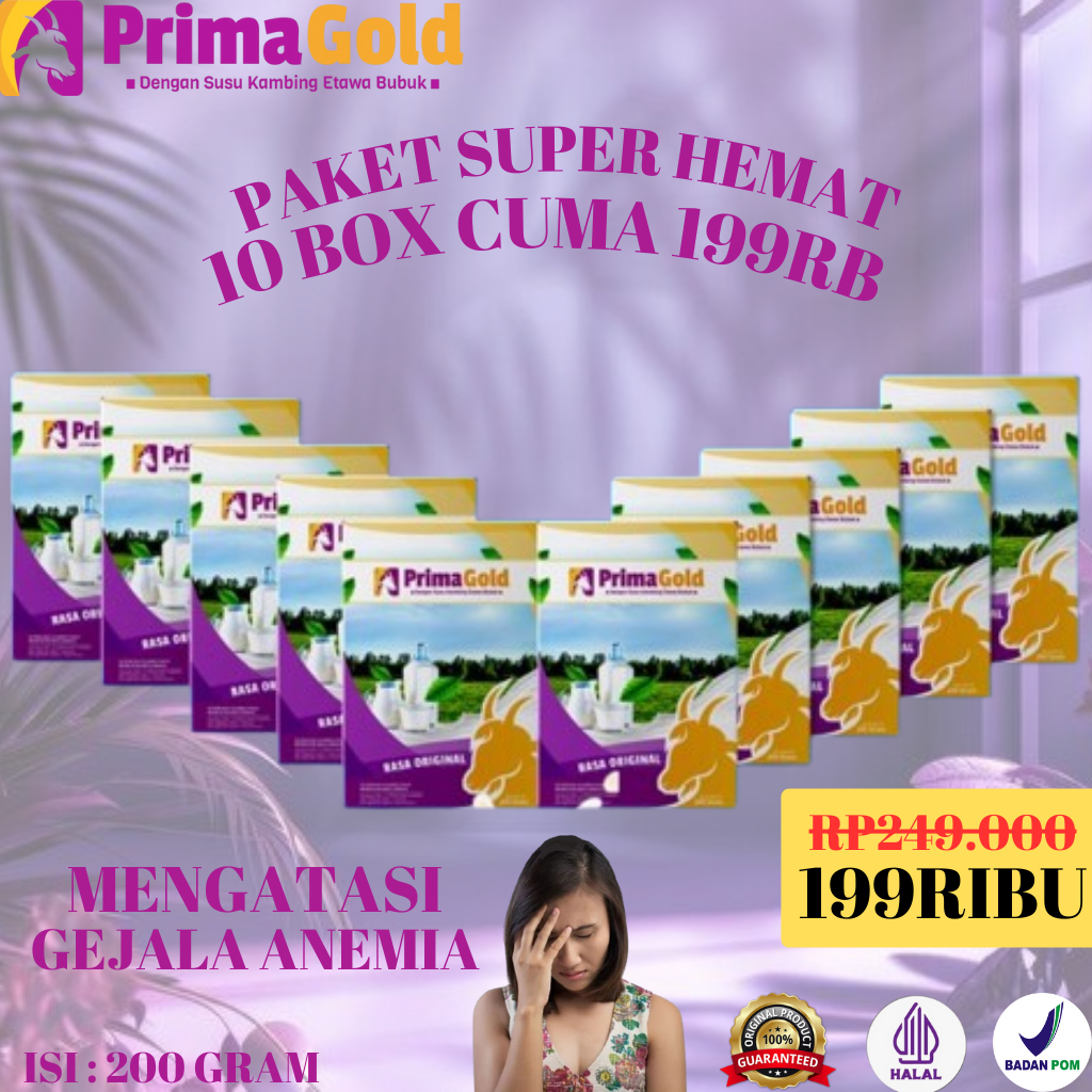 

PrimaGold Paket Super Hemat 10 Box Susu Kambing Etawa Mengobati Anemia Atasi Imsonia Secara Alami