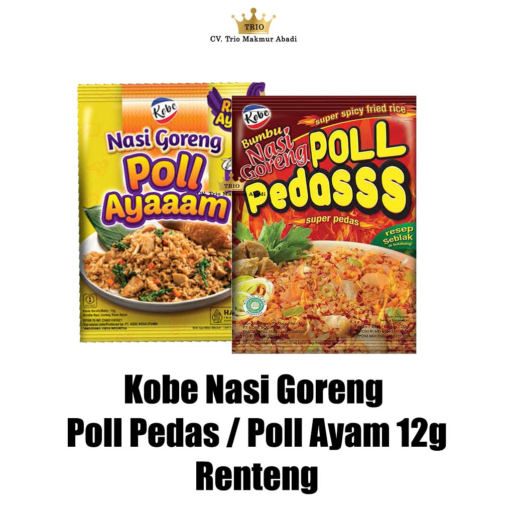 

Kobe Nasi Goreng Poll Pedas / Poll Ayam Renteng Isi 12 ecer 1000 an