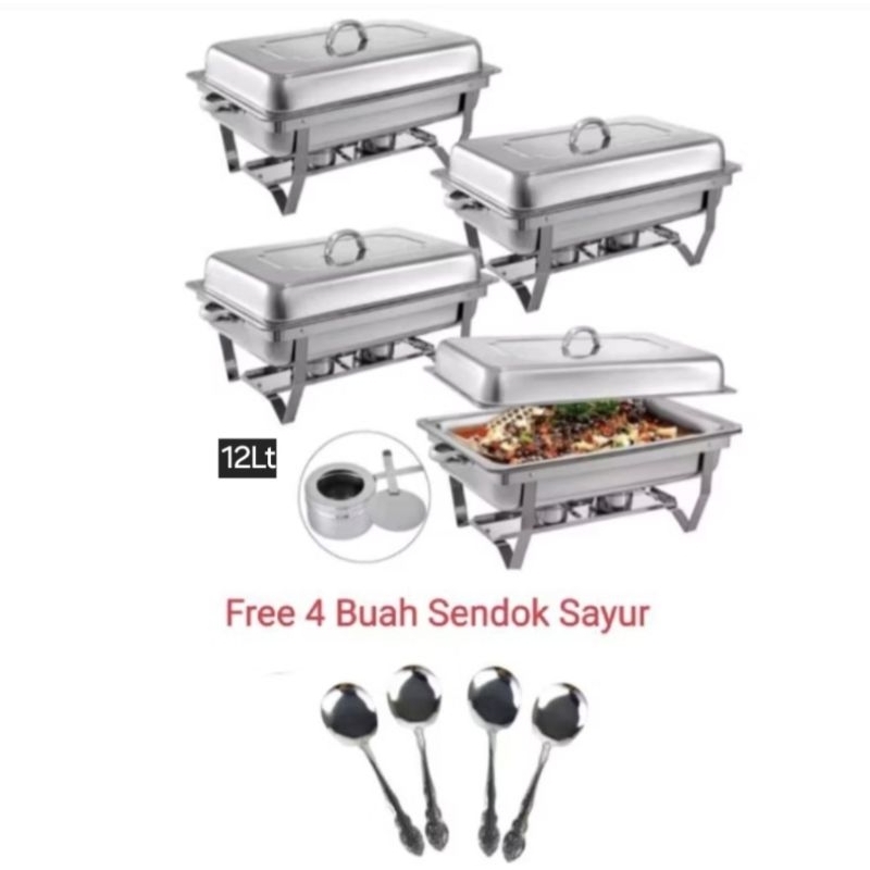 Prasmanan Segi Jumbo Paket Hemat 4Set + Bonus 4pcs Sendok Sayur Stainless Steel Premium Quality