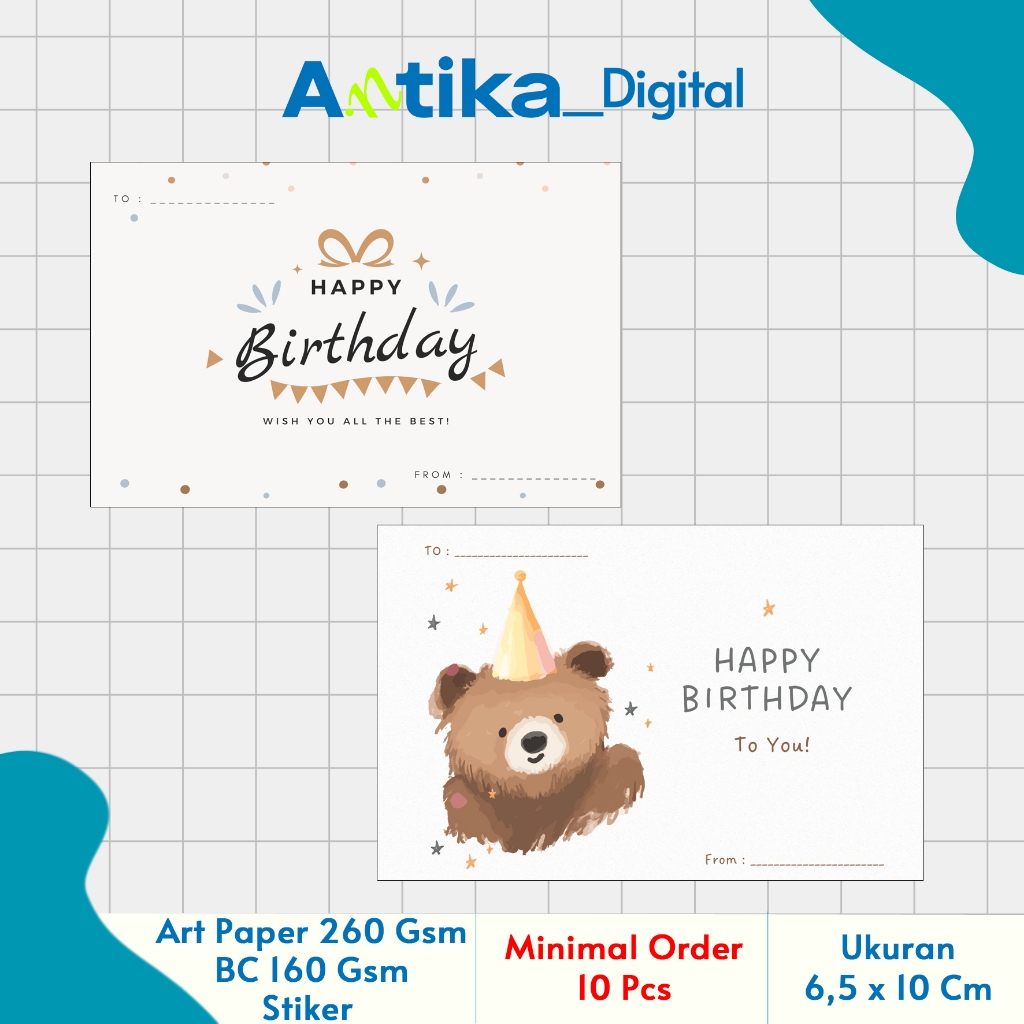 Greeting Card HAPPY BIRTHDAY - Gift card - Kartu Ulang Tahun - Kartu Ucapan Ulang Tahun - Aesthetic