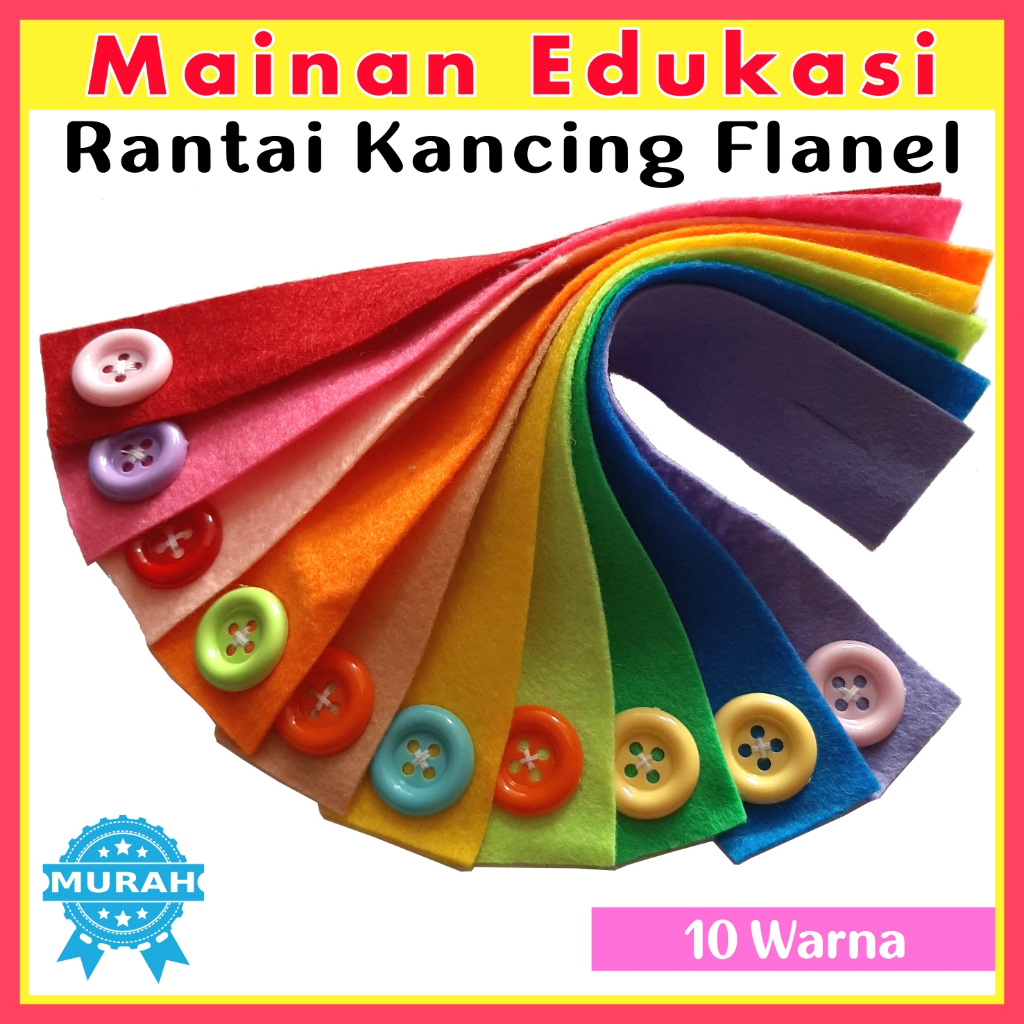 Mainan edukasi Mengancing RANTAI FLANEL dengan kancing, Sensory Play Montessori Toys