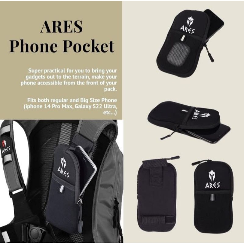 PHONE POCKET ARES ORIGINAL MOTOCROSS TAS HANDPHONE MOTOR TRAIL SEPEDA DOWNHILL ADVENTURE DOMPET HP P