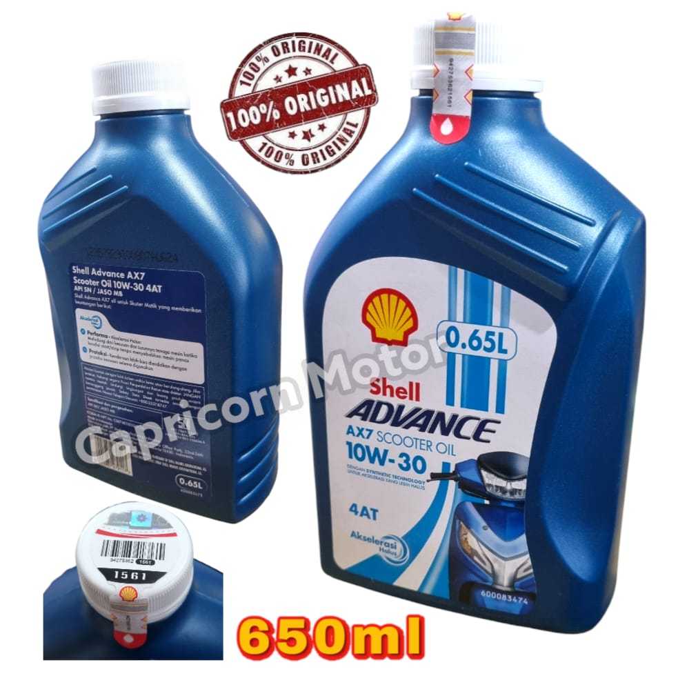 SHELL ADVANCE MATIC 4T AX7 0.65L SCOOTER SEMI SYNTHETIC SAE 10W 30 JASO MB API SN AX 7 Oli Motor Mat