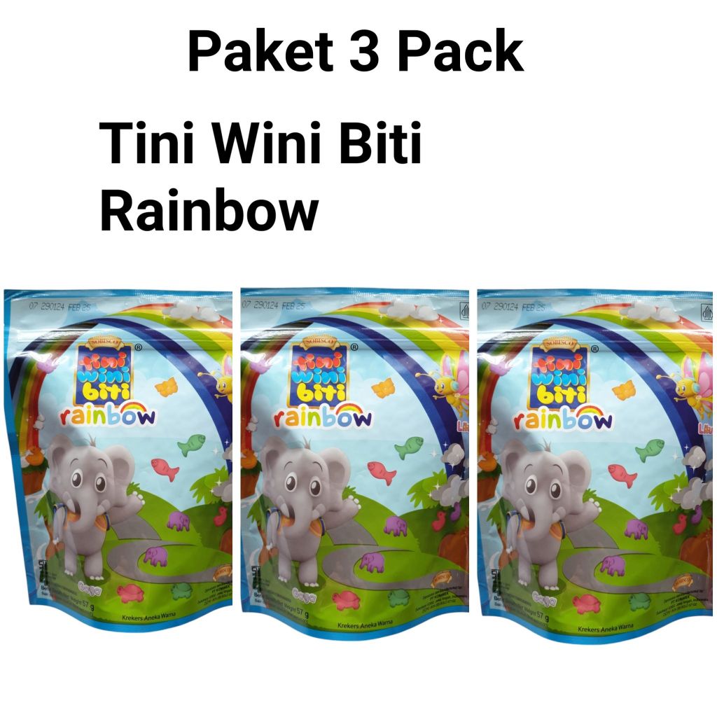 

PAKET 3 PACK Tini Wini Biti Rainbow Biskuit Anak Imut Enak 57 gr