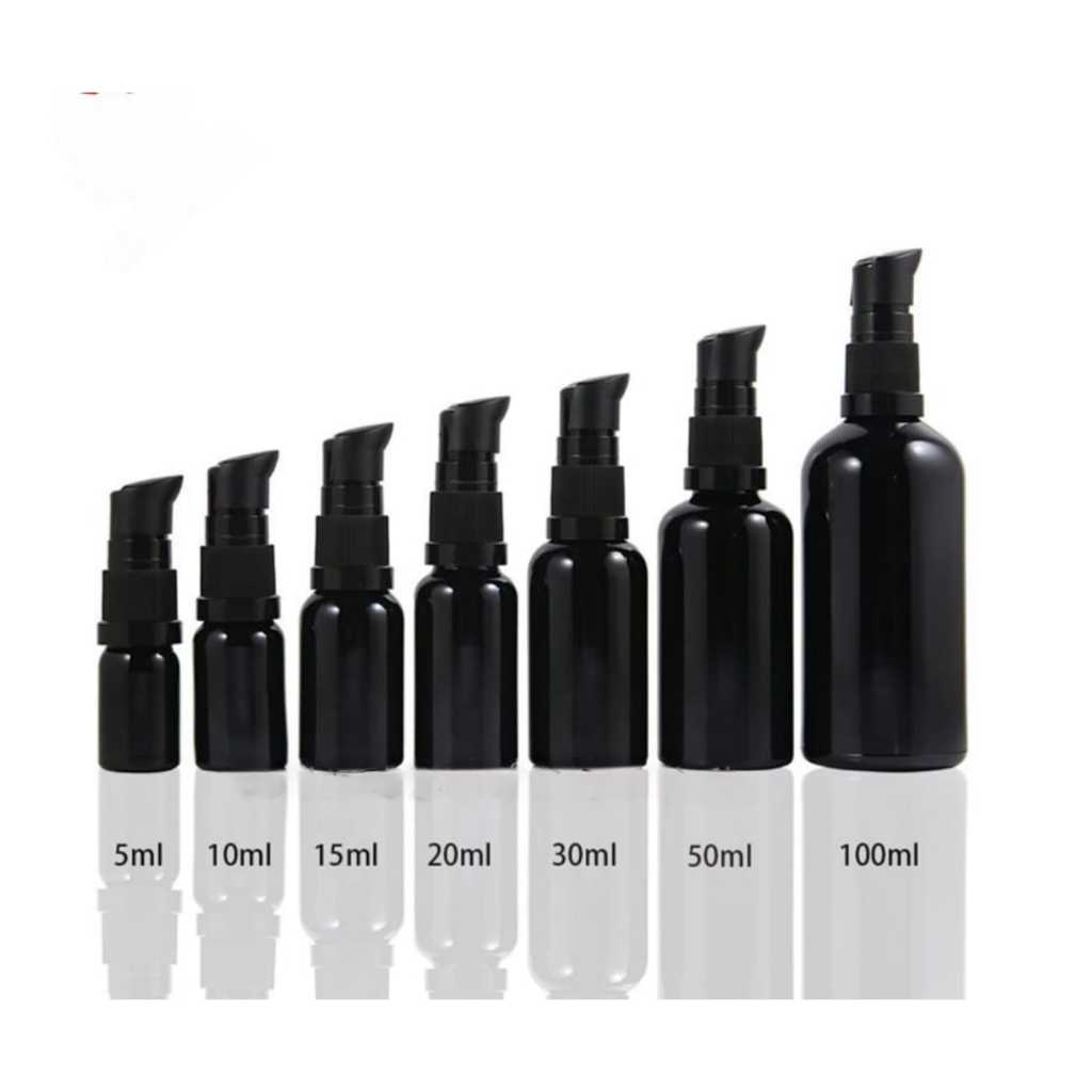 Botol Kaca Hitam Botol Pump Kaca Hitam Botol Hitam Skincare Botol Skincare Black 15ml 20ml 30ml 50ml