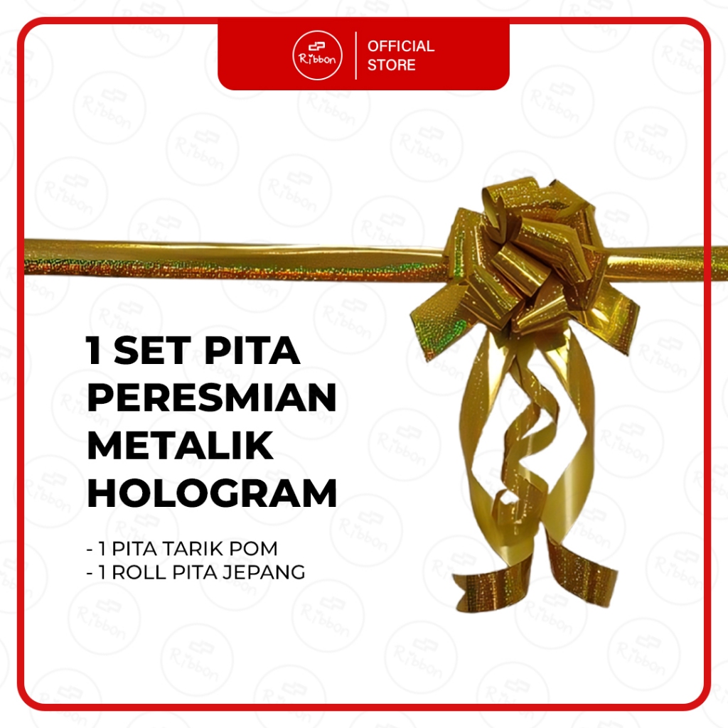 

1 Set Pita Peresmian Metalik Hologram 50 mm Laser Pita Tarik Jumbo Pita Party