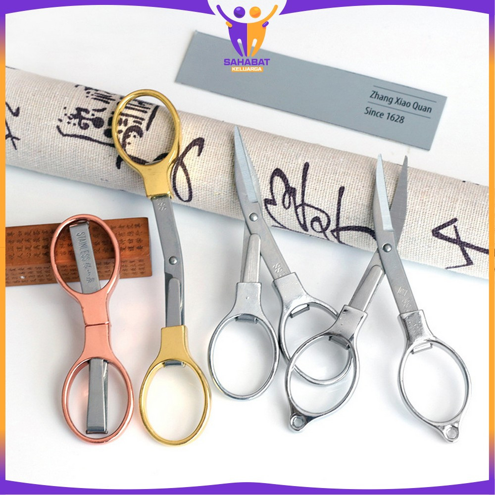 

Gunting Lipat Mini Model Kacamata Stainless Steel / Gunting Travel Scissors Anti Karat Serbaguna Sahabat Keluarga C1199