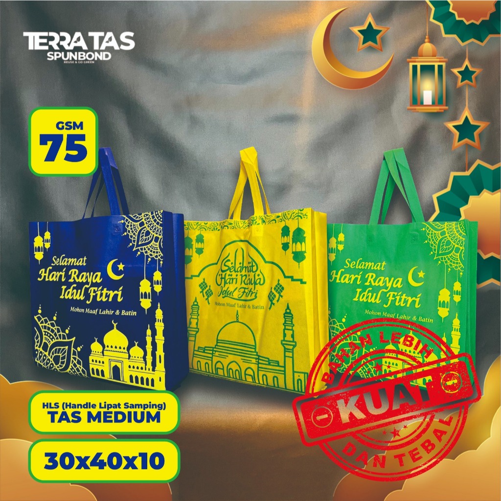 

Special Edition Hari Raya Idul Fitri Ramadhan Goodie Bag Tas Spunbond 75 GSM 30x40x10