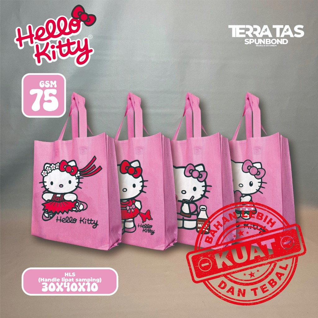 

Premium Special Edition Tas Spunbond Sanrio Hello Kitty 75 GSM 30x40x10 Pink