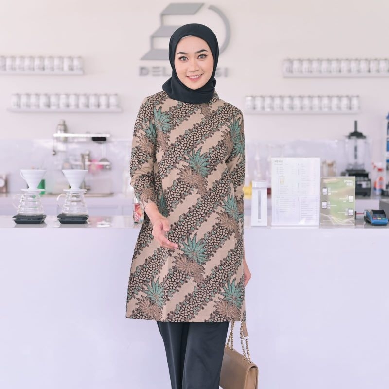 BATIK WANITA TUNIK BAHAN KATUN HALUS FURING TRIKOT
