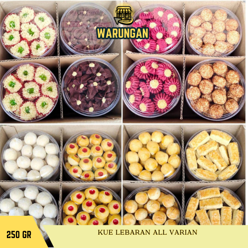 

Warungan Kue Lebaran All Varien 250 Gr/KUE KERING PREMIUM 250 GR||KUE LEBARAN IMLEK NATAL TAHUN BARU HOMEMADE 100% BIKIN NAGIH FRESH FROM THE OVEN Nastar nanas/ Nastar strawbery tumprint/Kastangel/Palm sugar/Sarang semut viral/Red velvet/Putri salju