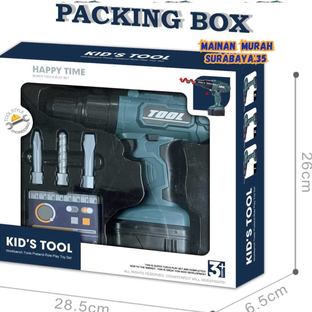 Mainan Anak Happy Time Super Tools Play Set T112 Workbeach Peralatan Perkakas Bor | Mainan edukasi A