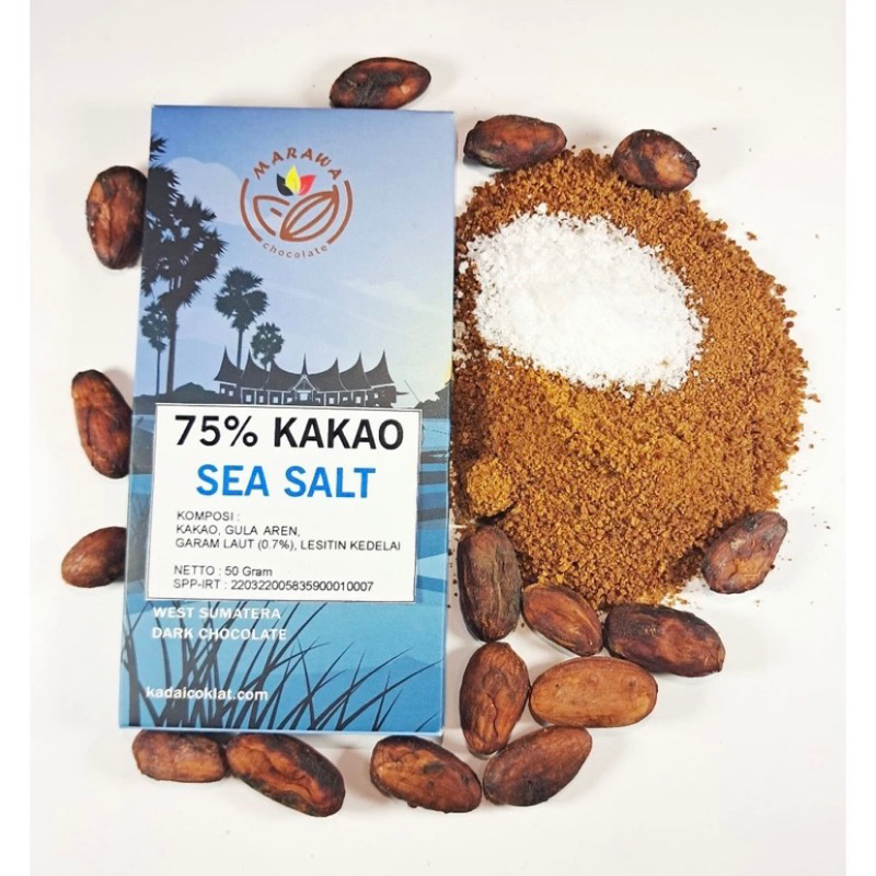 

DARK CHOCOLATE 75% WITH SEA SALT | COKLAT DIET SEHAT | COUVERTURE | COKLAT BATANG