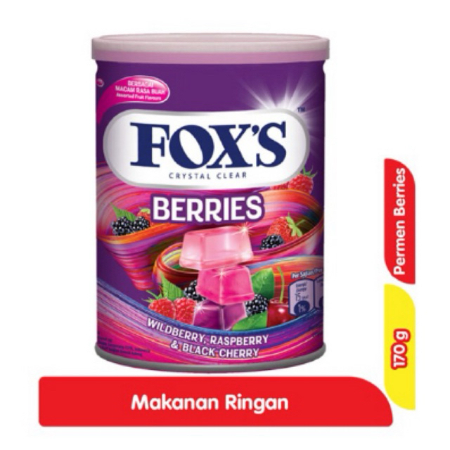 

PERMEN FOX CLEAR BERRIES / CLEAR FRUITS KEMASAN KALENG 180gr