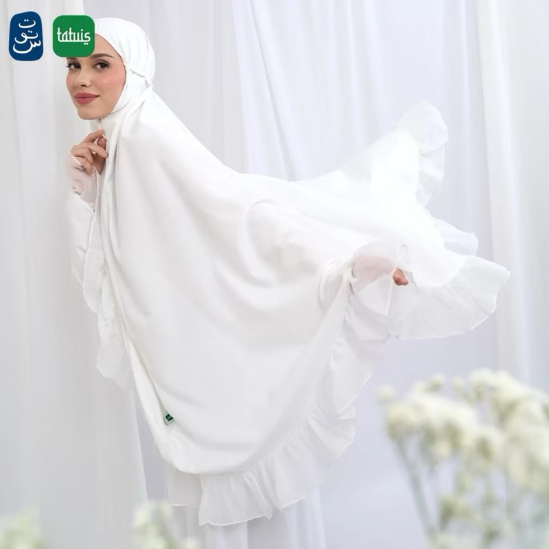 Mukena katun putih pondok haji umrah daily premium Tiara by Tatuis