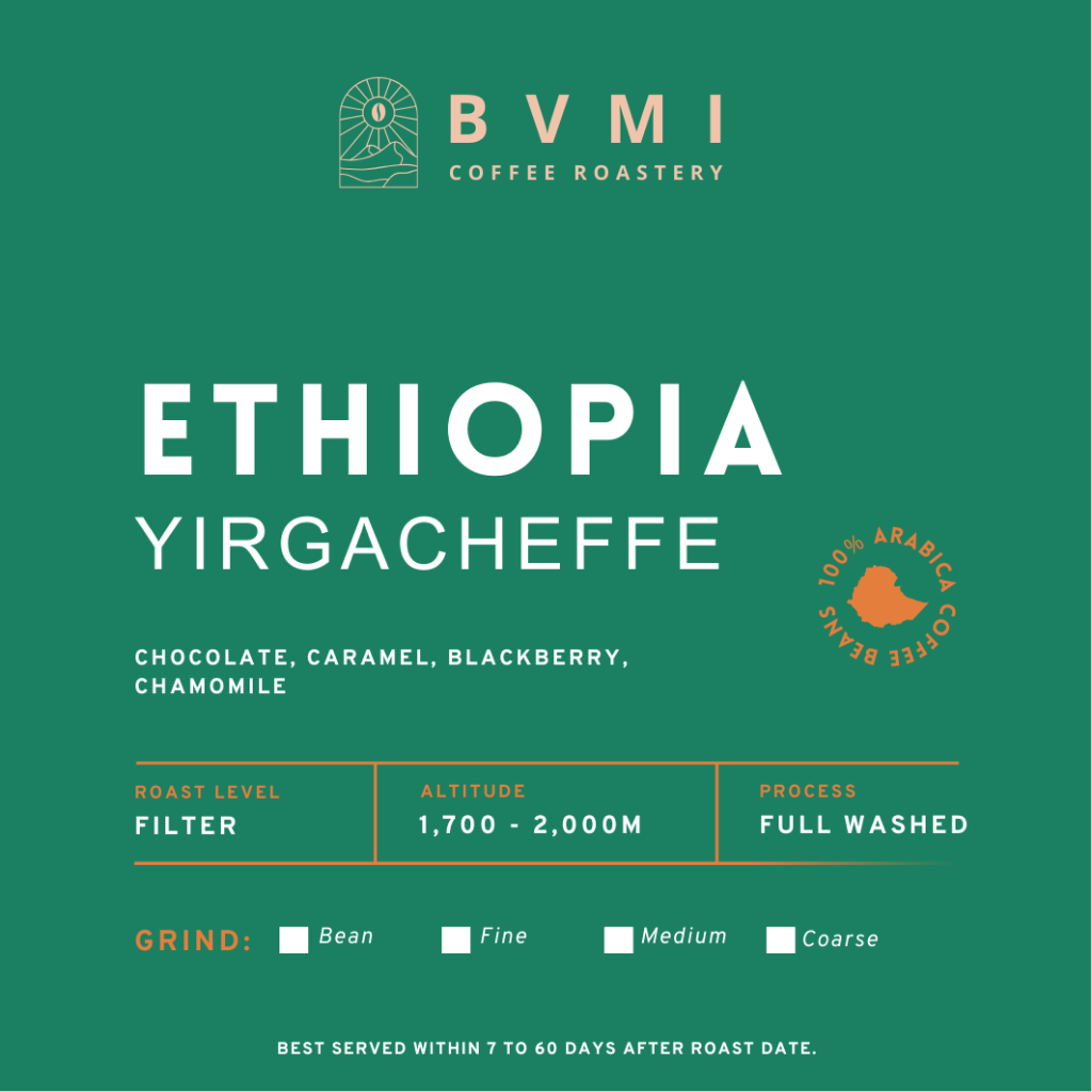 

Bvmi Roastery - Ethiopia Yirgacheffe Full Washed Arabica Coffee Beans / Biji Kopi Arabika Grade 1 Filter